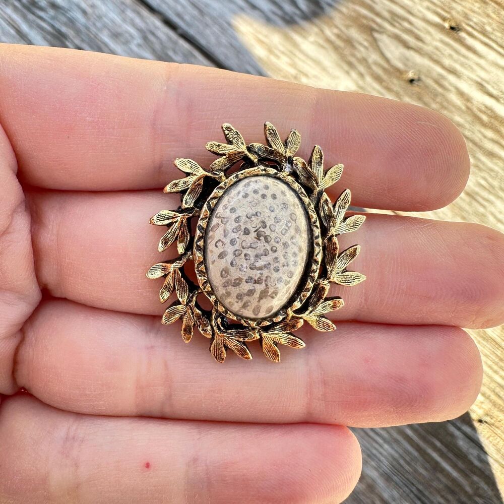 Vintage Jewelry Faux Dalmatian Jasper Brooch pin